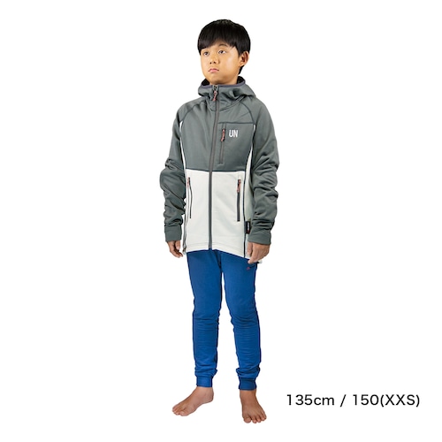 Kids 130 / UN3100 Mid weight fleece hoody / Charcoal : Cream