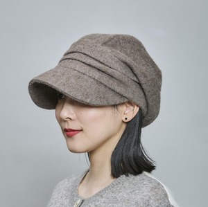【2026AW】再生ウール ギャザー キャスケット｜ベージュ／ブラック／グレイ／ブラウン　　Recycled Wool Gathered Casquette
