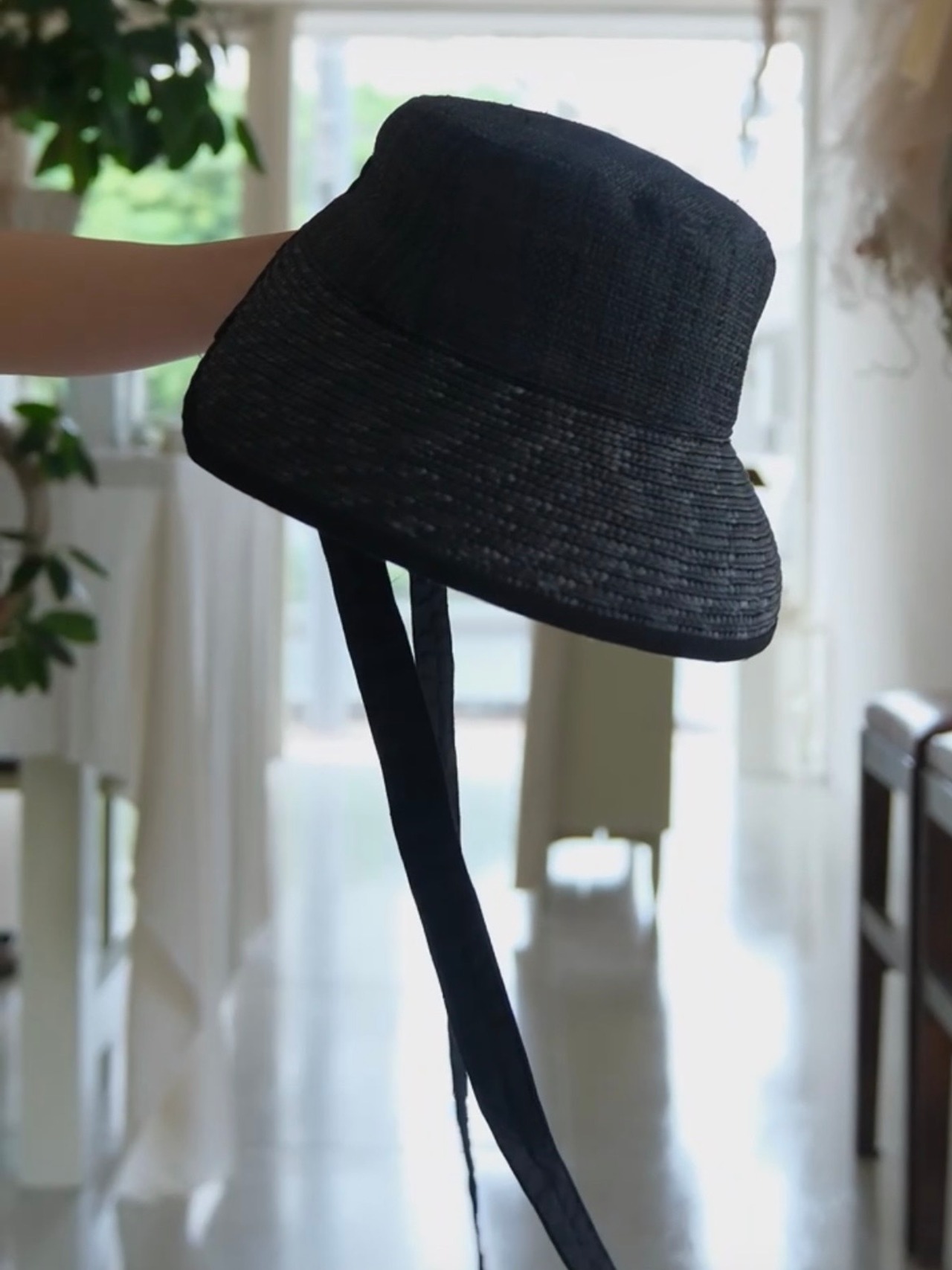 Ribbon Strap Hat / BLACK - 1