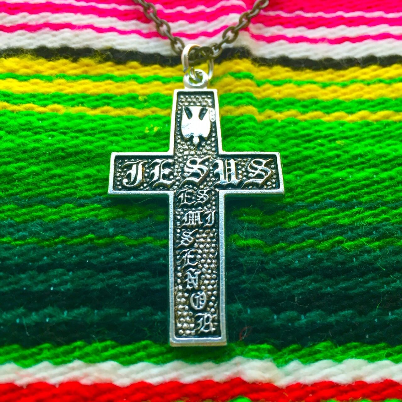 メキシカンジュエリー　クロスモチーフ　シルバー925 ﾒｷｼｶﾝ雑貨＜ｱｸｾｻﾘｰ フラットクロスネックレス✙／シルバー✧ | Pay ID