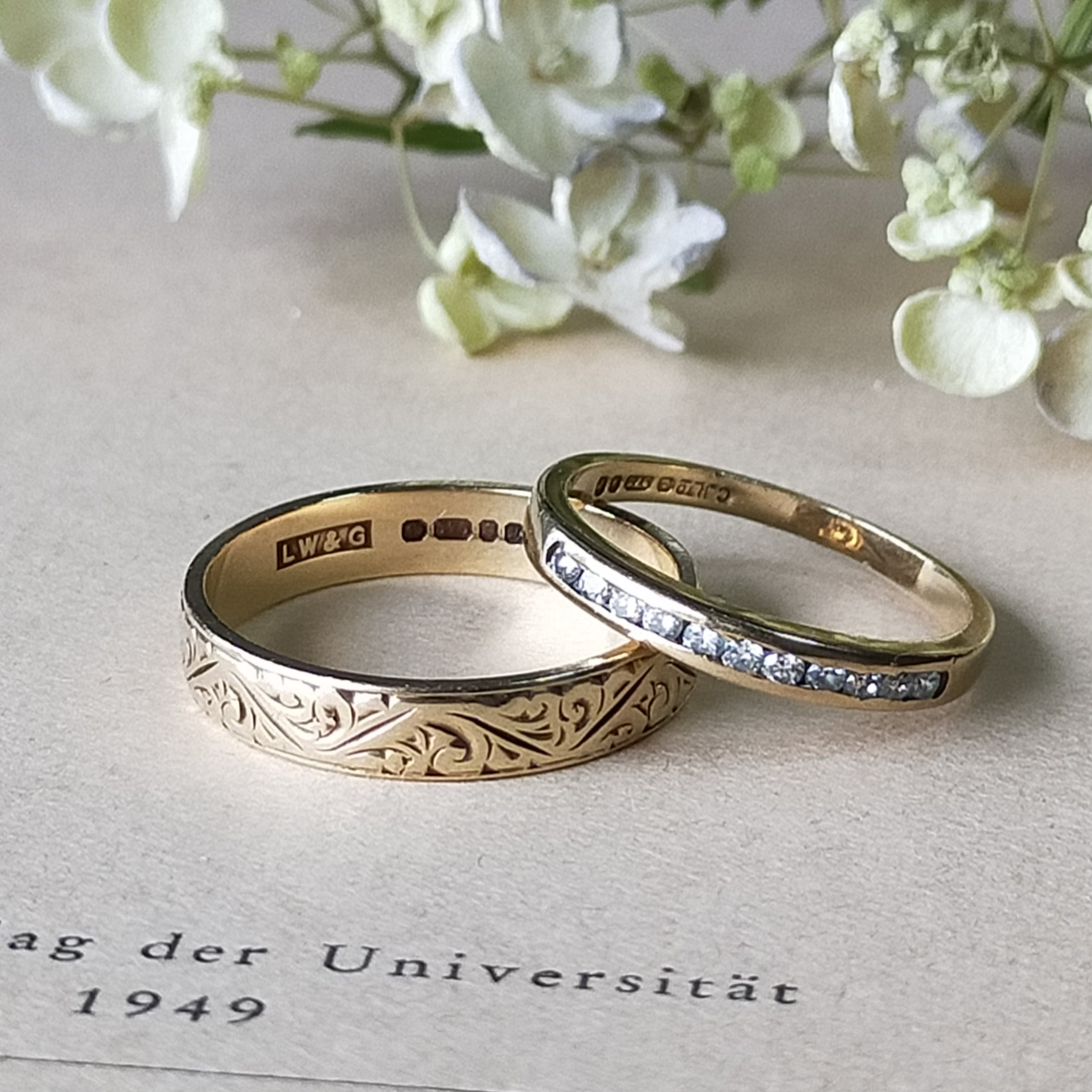 英国 ヴィンテージ 9kゴールド ダイヤモンド ヴィンテージリング