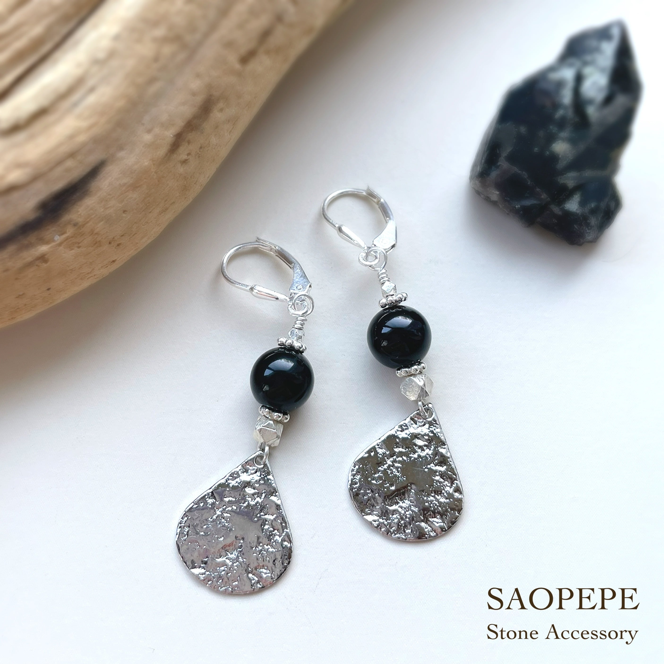 MORION(黒水晶)のDecoピアス【Drop / Silver】 | SAOPEPE Online Shop powered by BASE