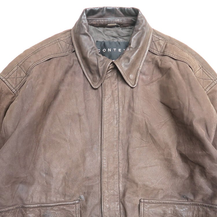 古着 CONTEXT A-2タイプ 本革 レザージャケット ブルゾン ブラウン