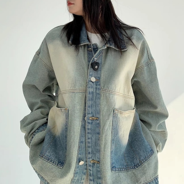 グラデーションブリーチルーズフォルムデニムジャケット 1col   R01838