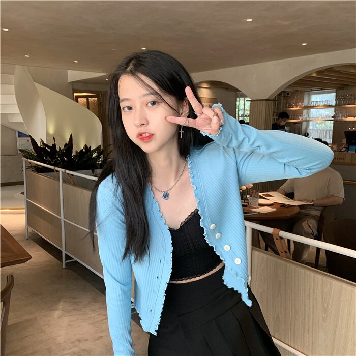 ニットセーターレディースショートカーディガン薄手のコート2020年秋新バージョンオールマッチ学生シックニットトップスレディース クレセントシティ98383295149