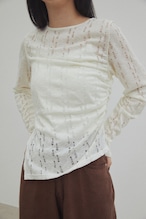 DU250726 Gather Knit Like Jacquard Tops