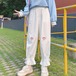 ✞ロリータJK制服 スタイル薄手カジュアルパンツ ひざプリント 花 レディーススプリングオータム ルーズFlowerデザイン 大人ガーリー スウィート キュート 春物 秋物 フラワーデザイン 春夏秋冬 ✞✝✞ゴシック ゴスロリ SM ワンピース 黒 靴 大きいサイズ タイツ ヘッドドレス スカート バイブル 雑誌 本 タイツ アクセサリー ミリロリ 甘ロリ クラロリ 和ロリ エレガント 黒ロリ 姫ロリ 華ロリ BB-BB6151371312