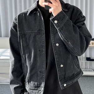 レトロウォッシュブラックデニムジャケット　0826