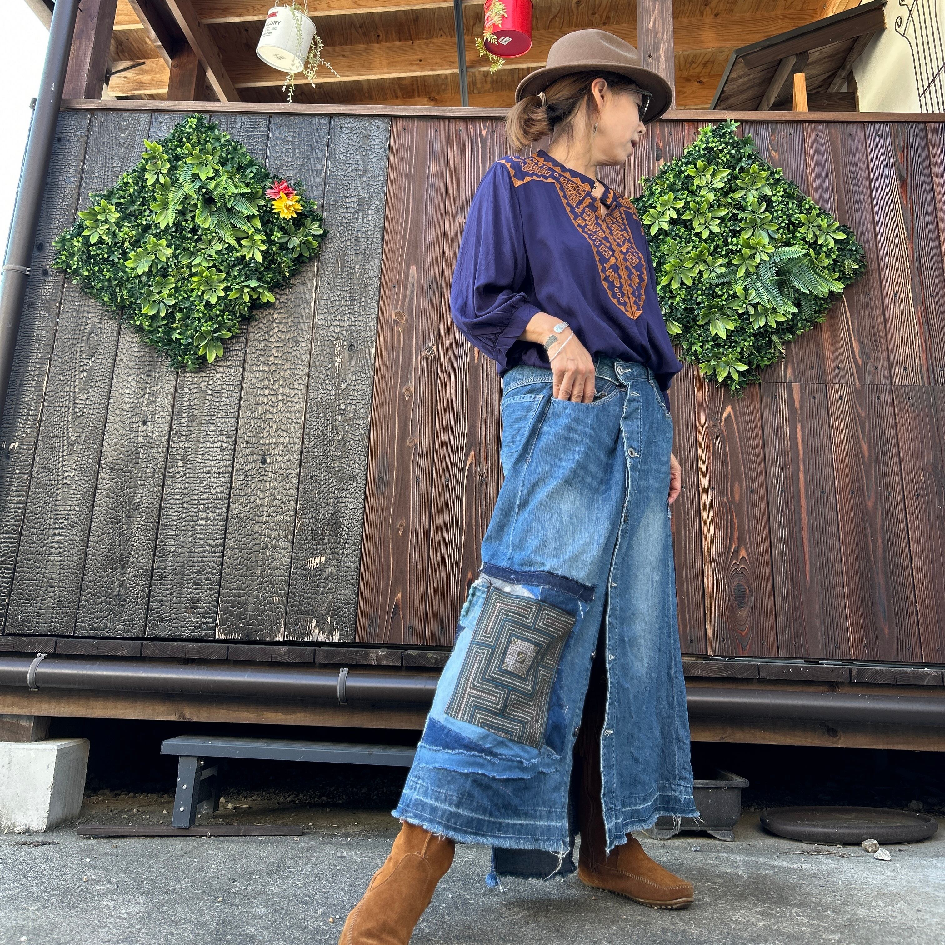 フルボタンリメイクデニムスカート | アジアン雑貨ルチュ