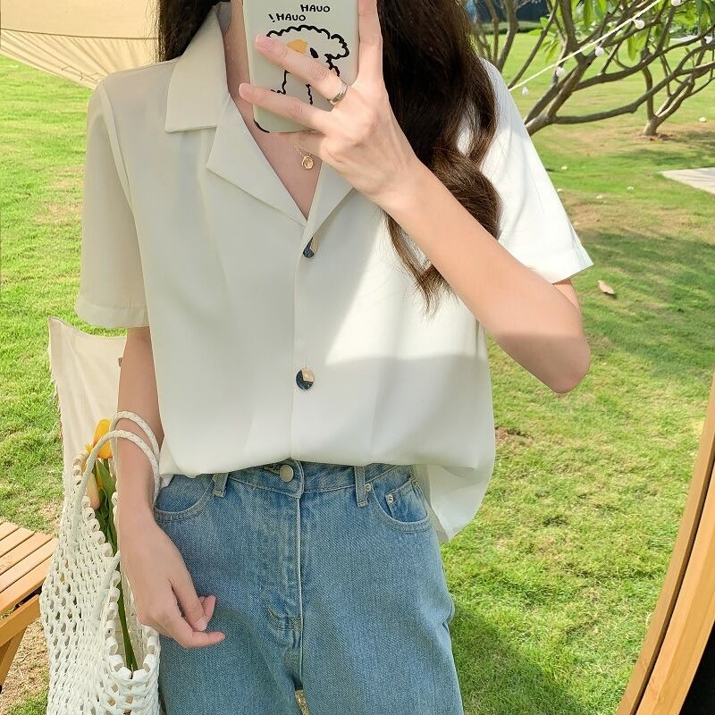 シャツ サマー薄手スタンダードカラー レトロ 夏物 1号婦人56354694590