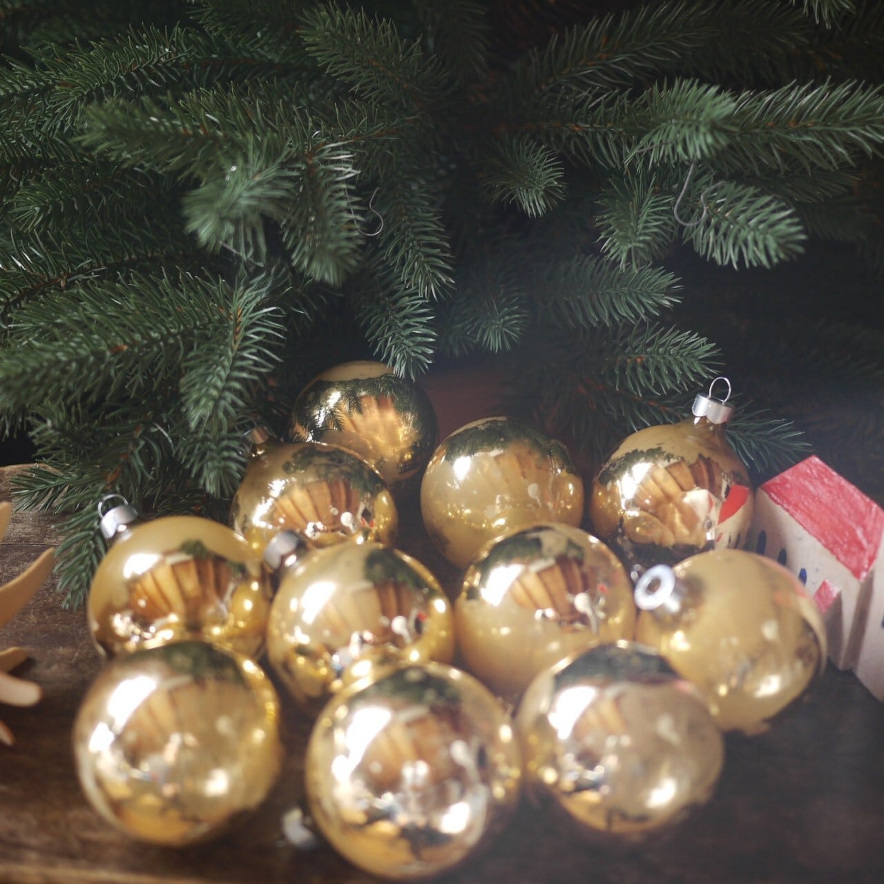 TY様 ご予約品 pyramid 金色ガラス飾り玉11個 マーキュリーガラス アメリカ