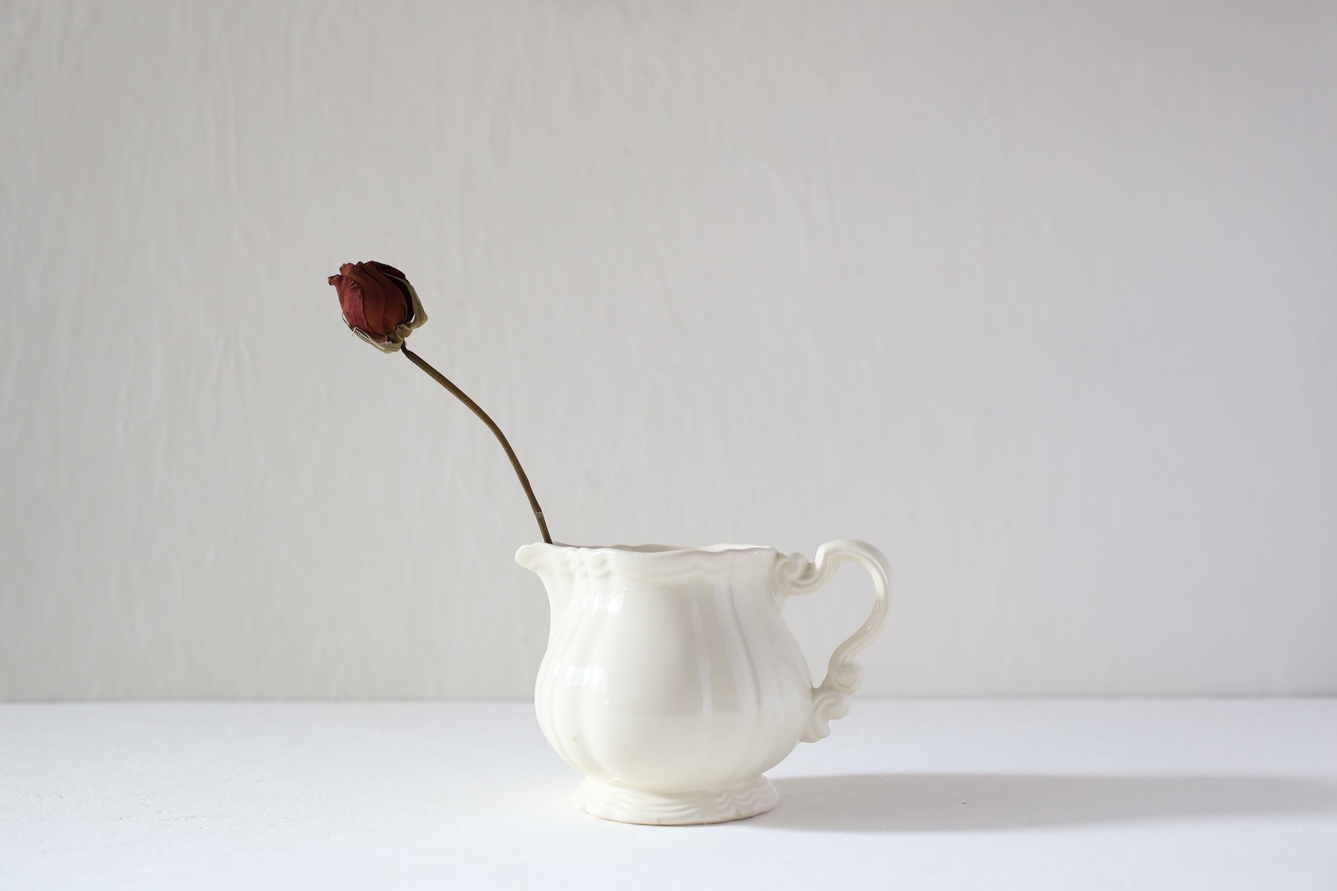 フランス アンティーク ヴィンテージ Sarreguemines サルグミンヌ 花リム ミルクポット N-06024