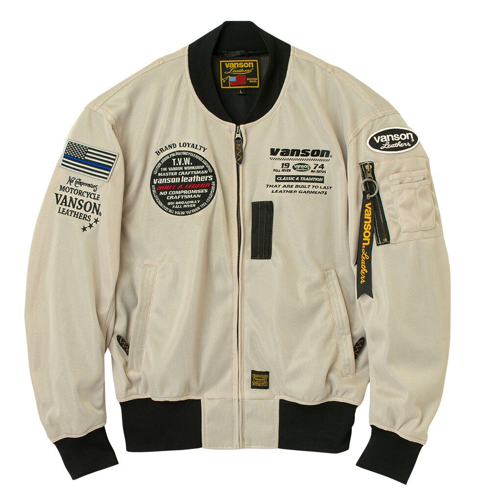 ★新品 VANSON VSE26102S BK/SV MA-1 ジャケット L VSE26102S メッシュMA-1ジャケット | vansonleathers