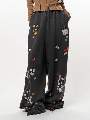 【26AW】Maison MIHARA YASUHIRO ミハラヤスヒロ / スウェットパンツ/  Price Tag Sticker Printed Wide Sweat Pants