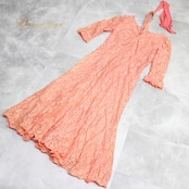 社交ダンス 衣装 スタンダード ドレス ワンピース パーティ衣装 U:NA ユーナ オレンジ系 コーラル 花柄 レース かわいい フェミニン 上品 コスチューム パーティードレス ラインストーン 伸縮性 フォーマル ドレッシー エレガント ショーダンス お洒落 オートクチュール ルームウェア ダンスウェア クラシック 風合い 上品 おすすめ