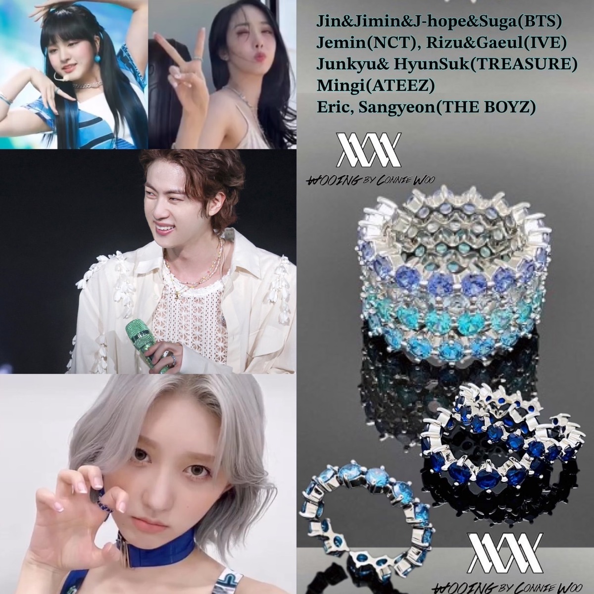 ★BTS 全員 着用！！【WOOING】Silver Compass Stackable Ring blue stone | もごつ