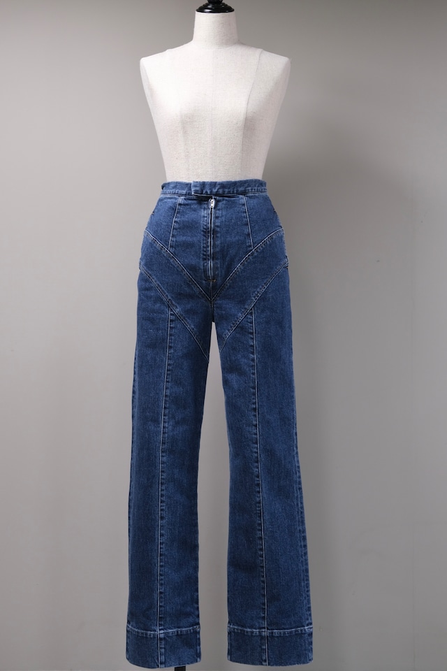 【 FETICO】WASHED HIGH RISE STRAIGHT JEANS