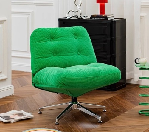 ラウンジチェア 回転椅子 360度回転 滑り止めマット付き ふかふか タフティング ボタンタフト オフィスチェア リビングチェア コンパクト 多機能 おしゃれ