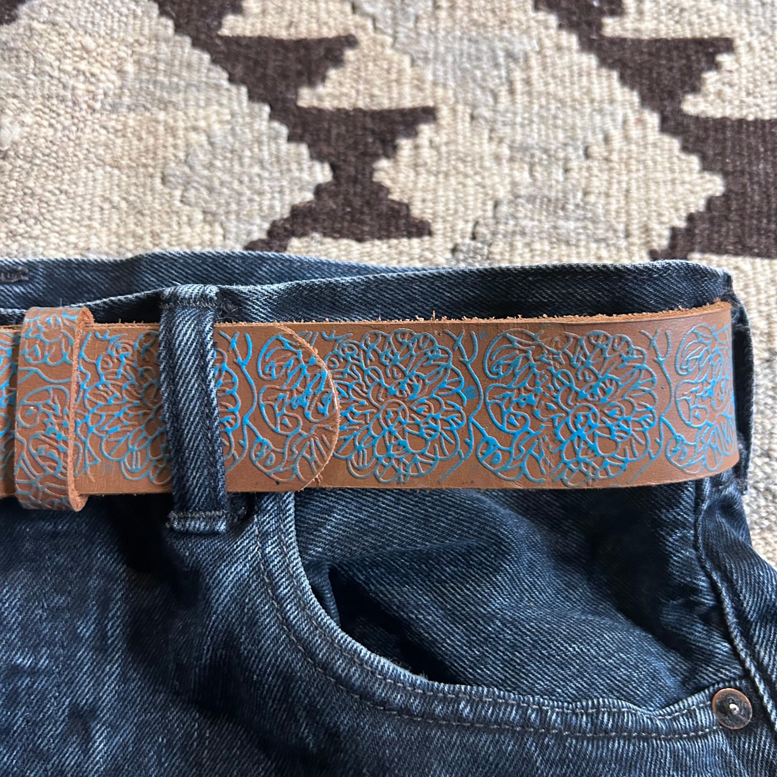 Men's Leather Belt メンズ レザーベルト ヒッピー paint ペイント 505137 kapre