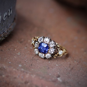 Late Georgian Sapphire & Diamond Ring　ジョージアン　サファイヤ＆ダイヤモンド　リング