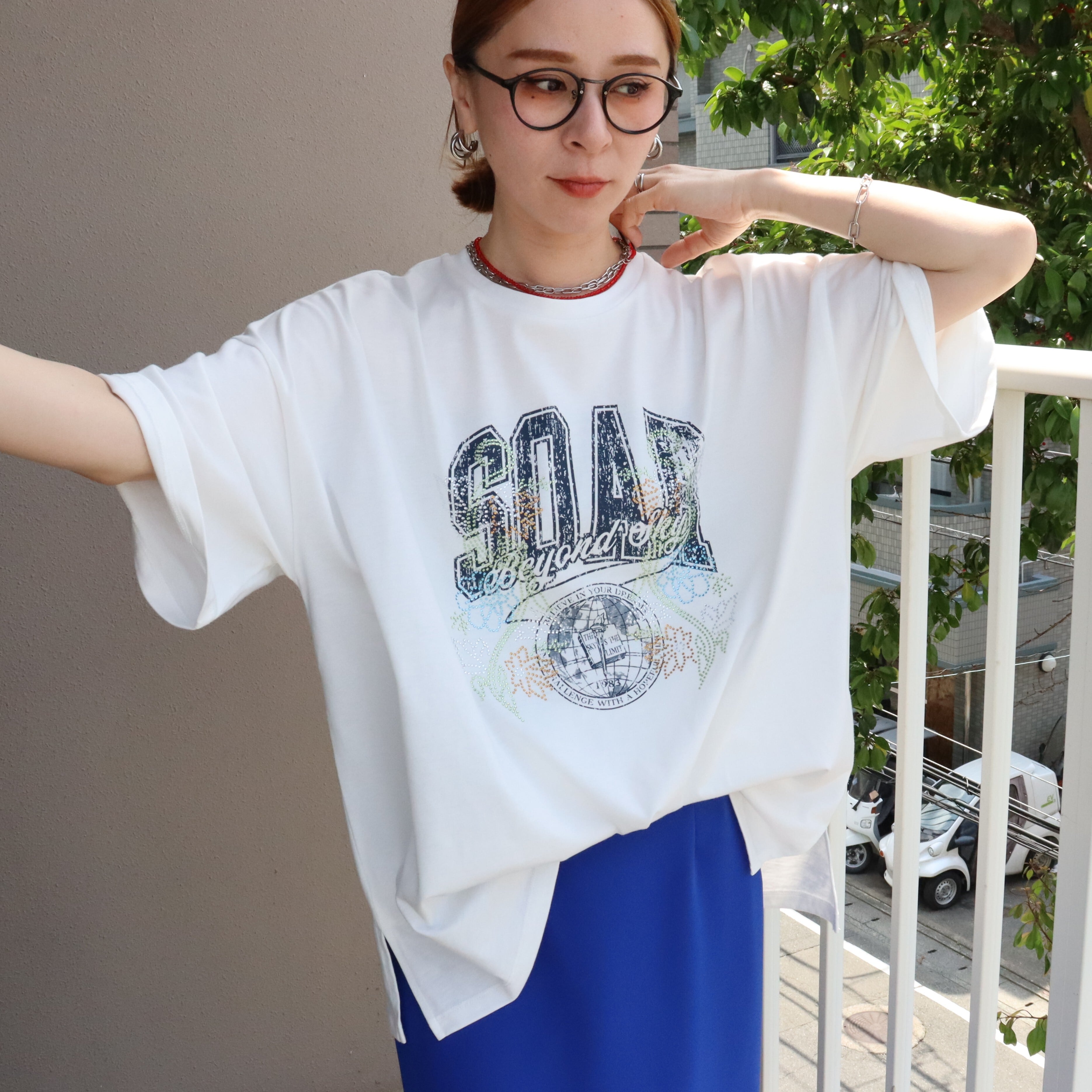 ストーンデコ&カレッジプリントTee【day256162-z】送料無料 / メール便