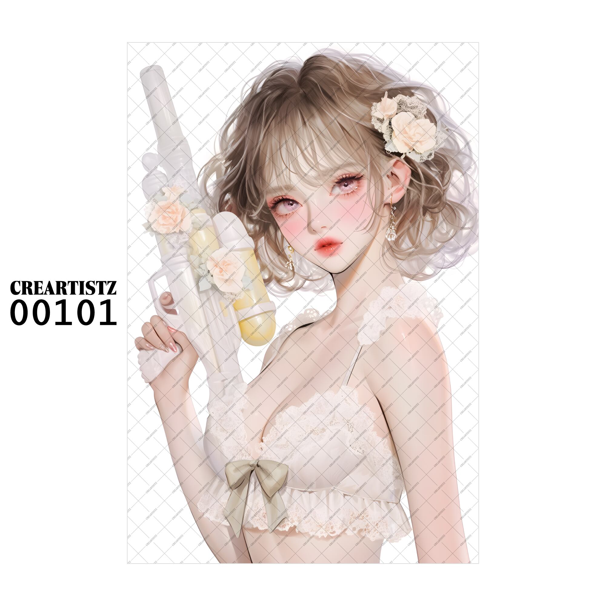 00101 ガール キュート オリジナル ペーパー/ステッカー 4枚セット CREARTISTZ
