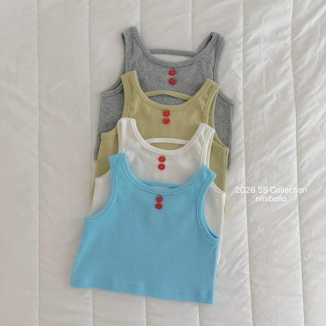 予約：[Baby] Tomato Button Sleeveless Tee〔ninibello〕