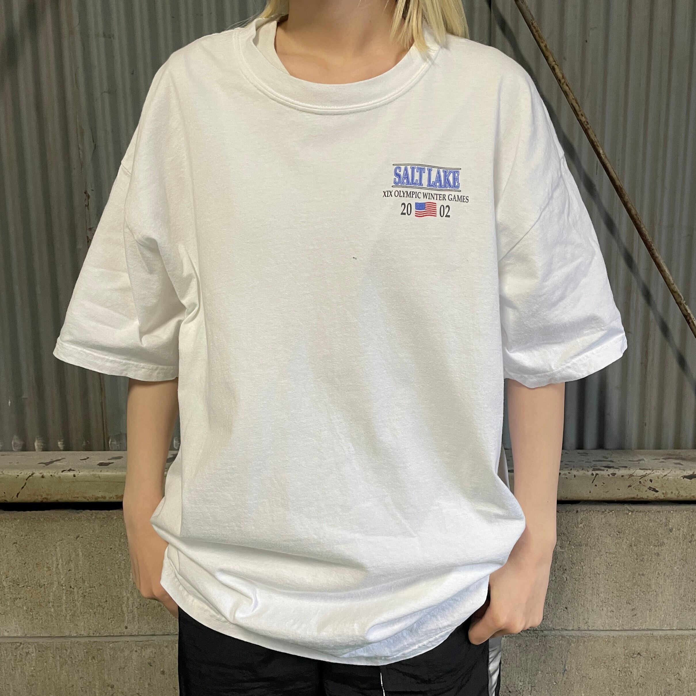 00年代 SALT KAKE ソルトレイク オリンピック 2002 バックプリントTシャツ メンズXL 古着 00s ビンテージ ヴィンテージ  オフィシャル 胸ロゴ 両面プリント ホワイト 白色【Tシャツ】 | cave 古着屋【公式】古着通販サイト