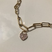【ジルコニア】ハート　南京錠ネックレス ［GSN021］