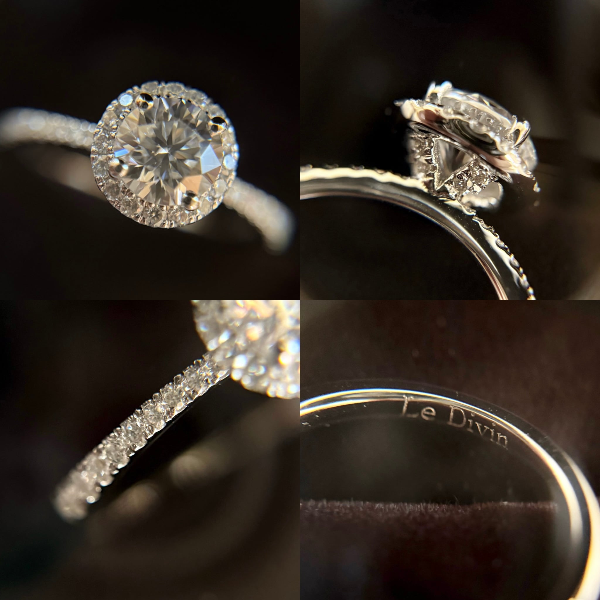 1.0ct モアサナイト ハーフヘイローリング Silver925 プラチナ仕上げ