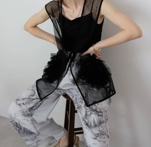 ポケットフリルチュールジレ / 3color