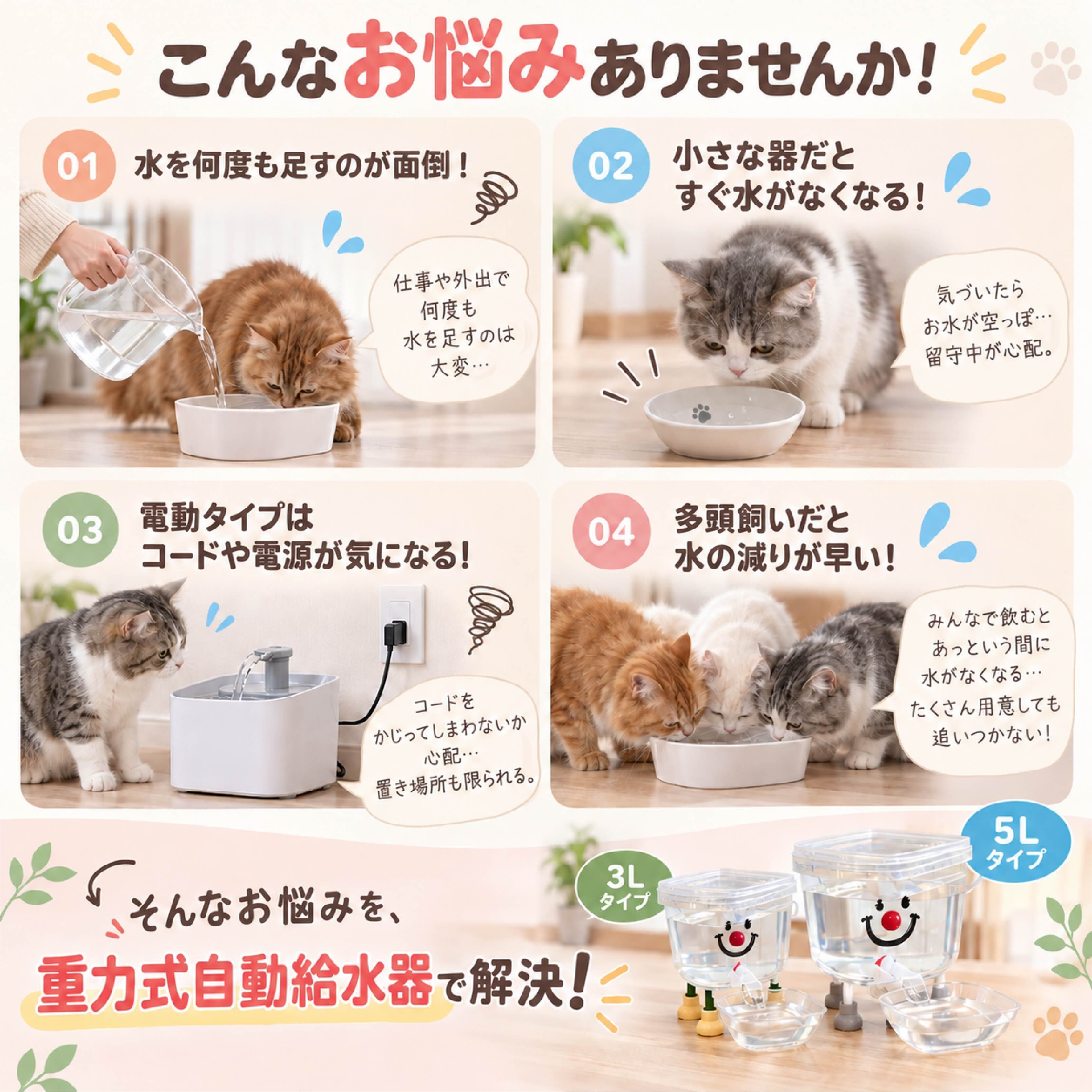 犬 猫 給水 HY 966 . ペット用自動給水器 犬 猫 給水ボウル 重力式 水飲み器 電源