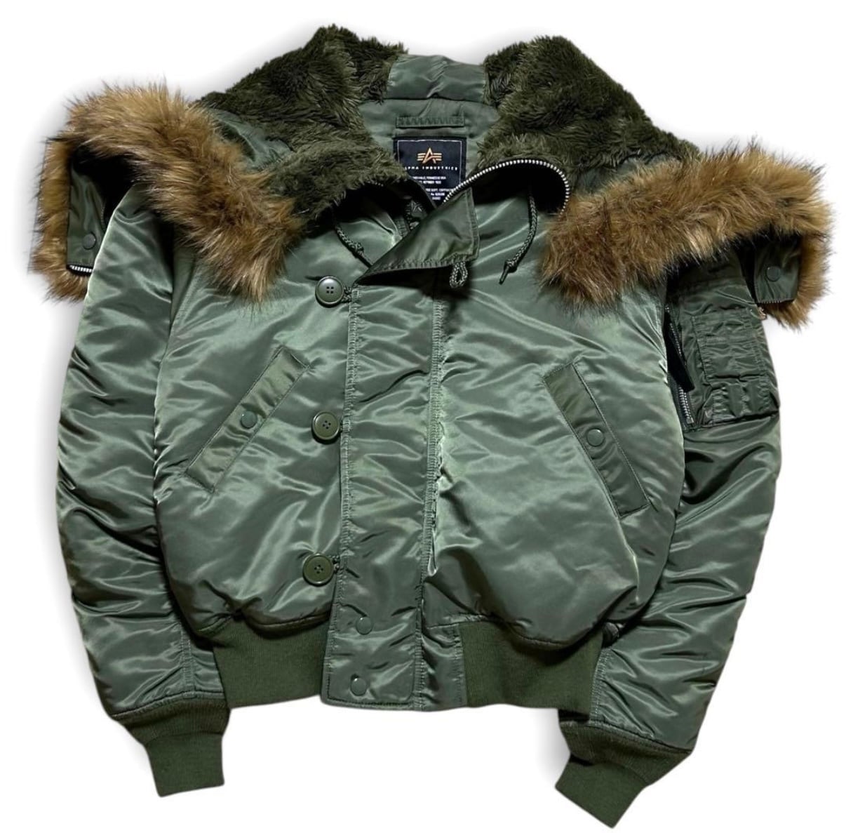 ALPHA INDUSTRIES N2B 短丈 フライトジャケット カーキ ALPHA INDUSTRIES N2B 短丈 フライトジャケット カーキ | 古着屋Luis