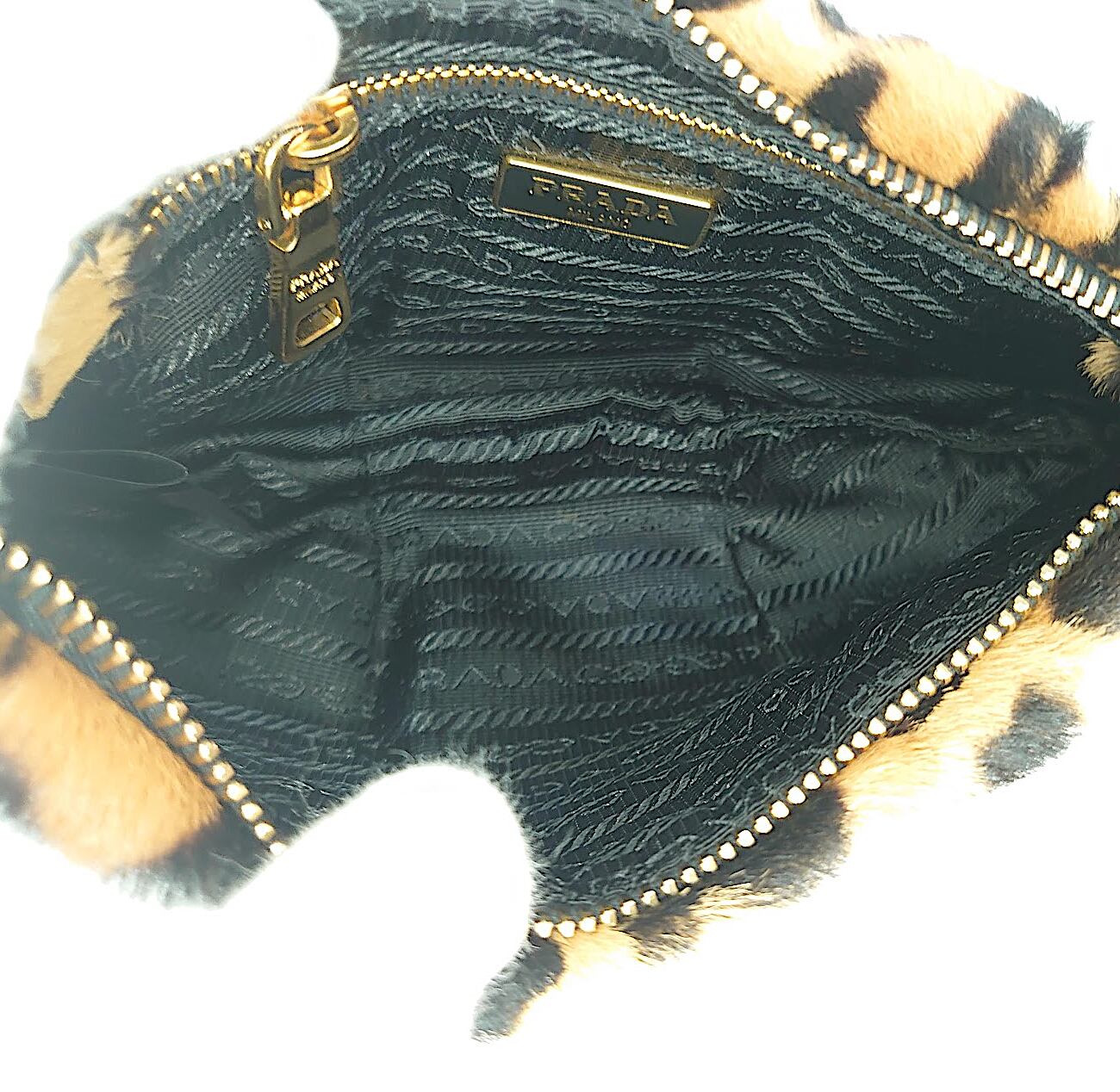 PRADA プラダ ハラコ ポーチ バッグ レオパード ヒョウ柄 1N1422 美品