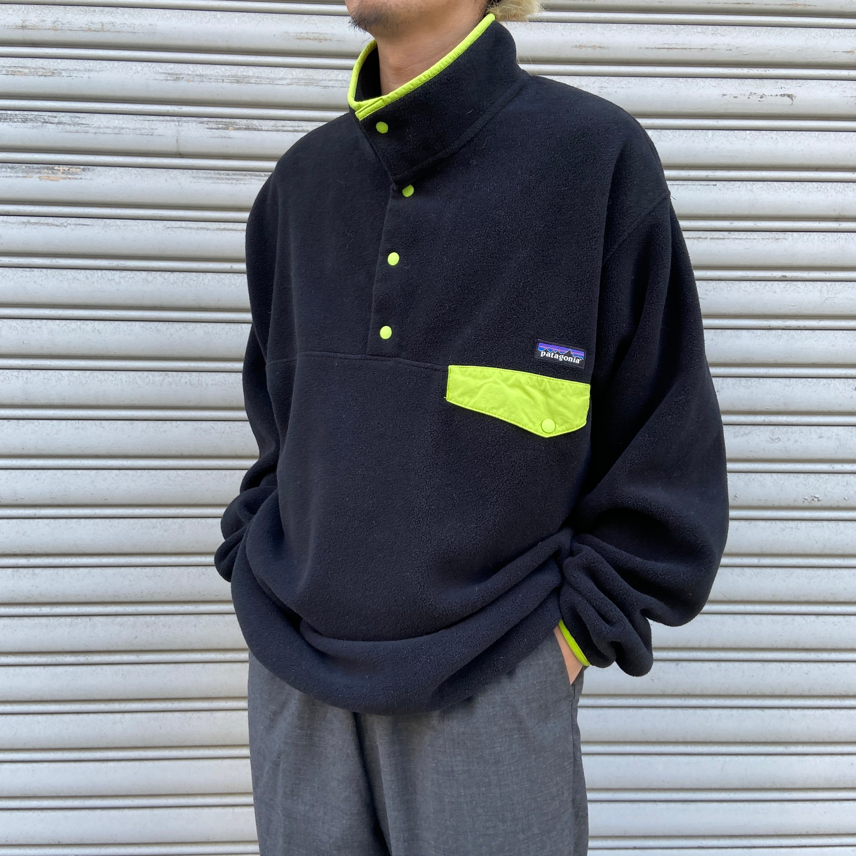 90s パタゴニア シンチラフリーススナップT 黒 オールブラック | 古着
