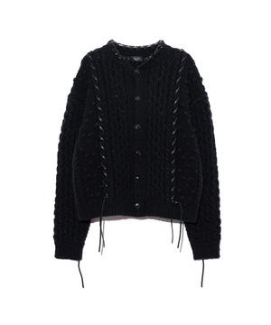 UNUSED / US2576 CABLE KNIT CARDIGAN (BLACK)