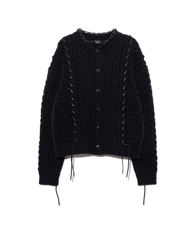 UNUSED / US2576 CABLE KNIT CARDIGAN (BLACK)
