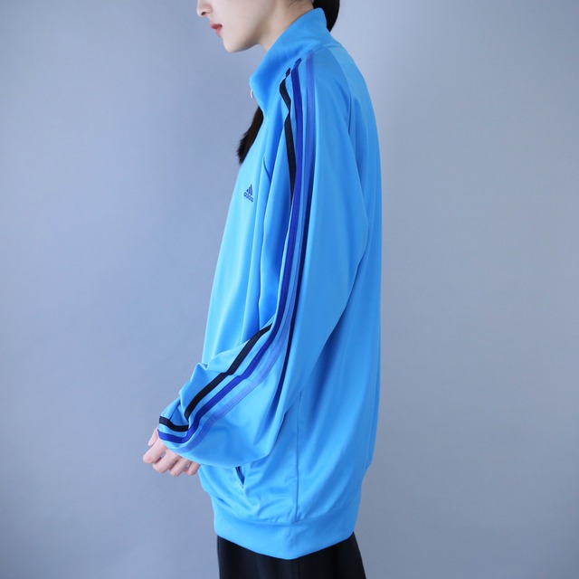 "adidas" beautiful blue collar loose track jacket