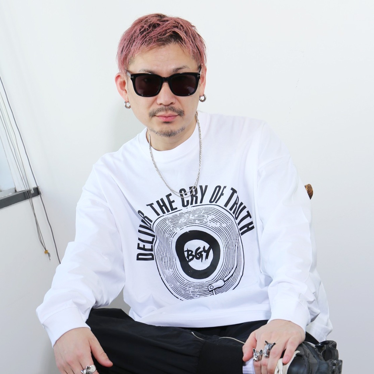 WORLD STANDARD×BGYコラボ / クルーネックレコードプリントロンT / WSHT-102