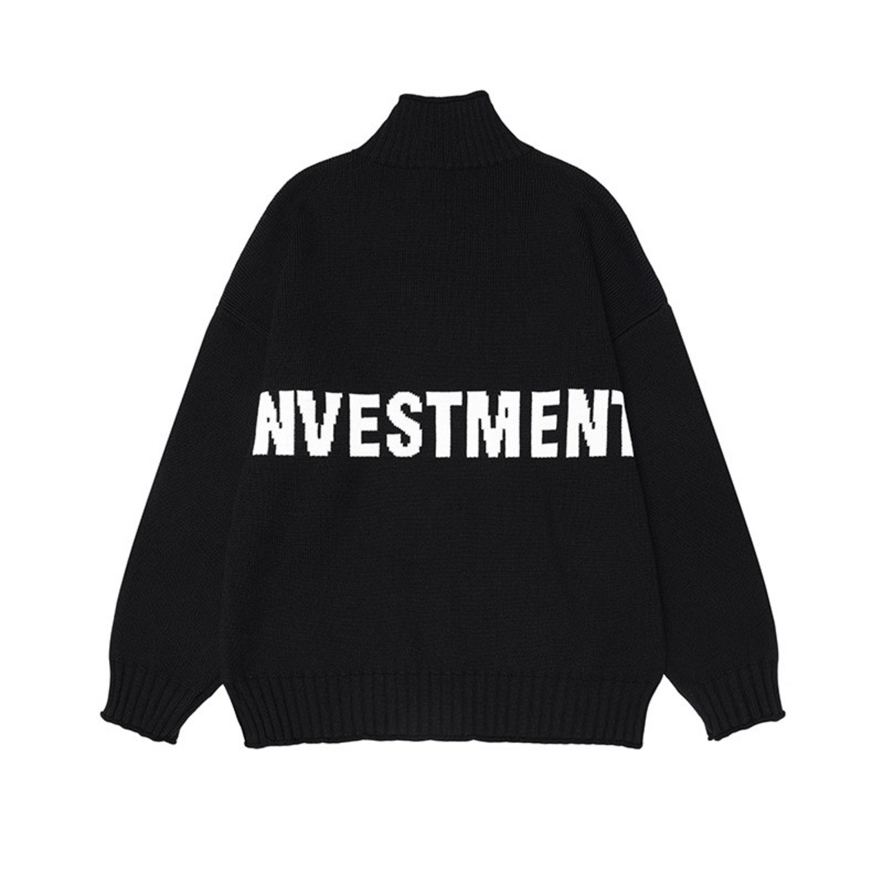 Zip-Up Hip-Length Wide Knit Jacket ◇2color H0860