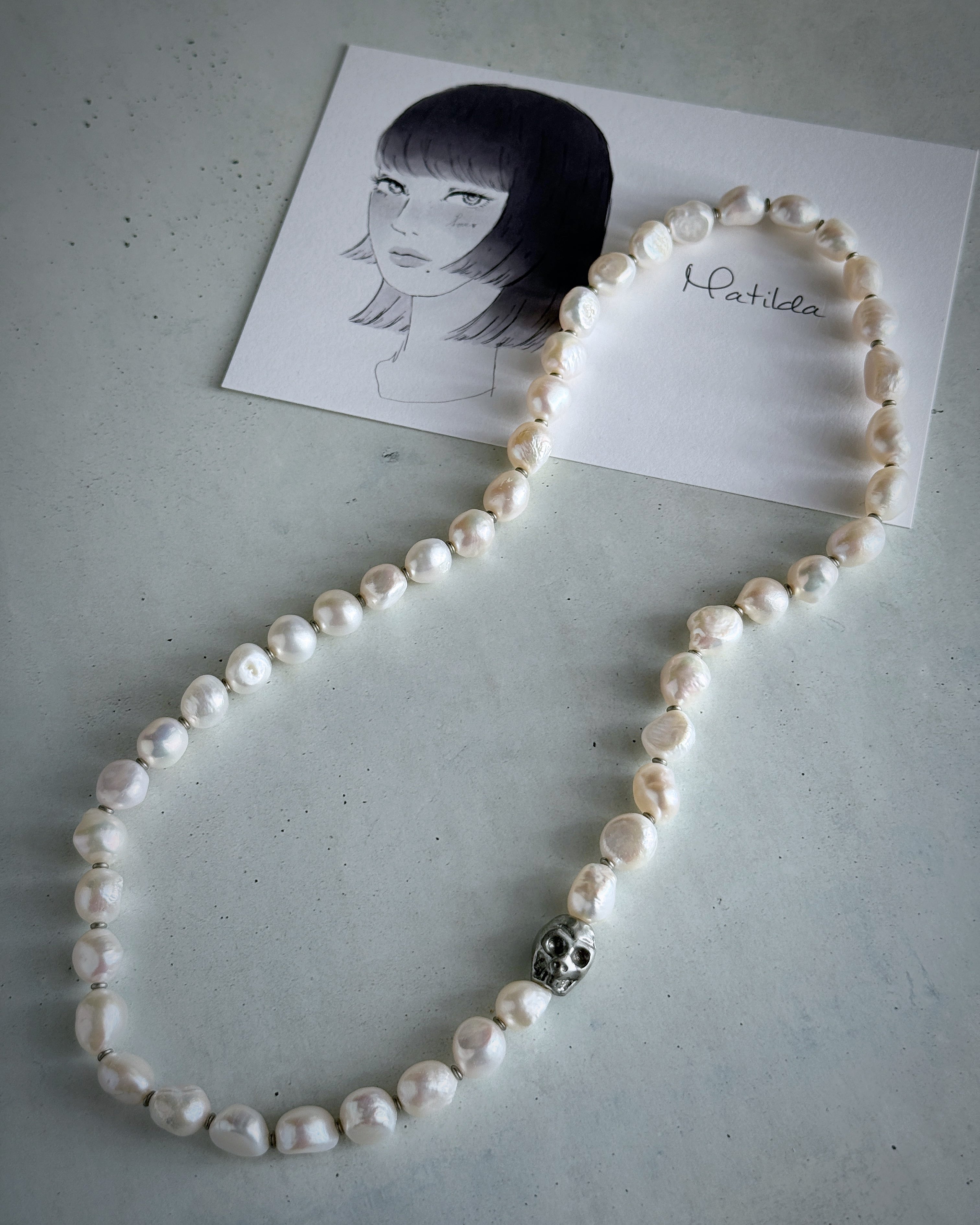 【再販】2way bracelet(淡水パール×スカル)