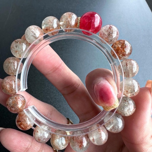 no.T1 アクアマリン・ロードナイト・k18パーツ  約9.9-10.2mm