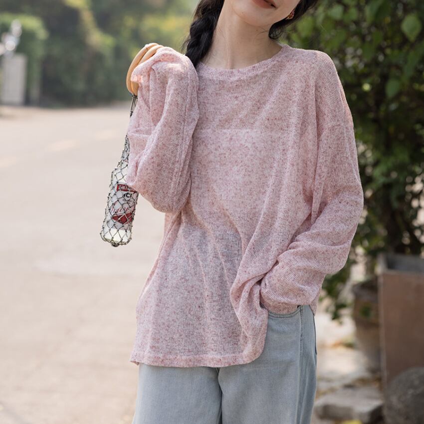 sheer knit top　J00516