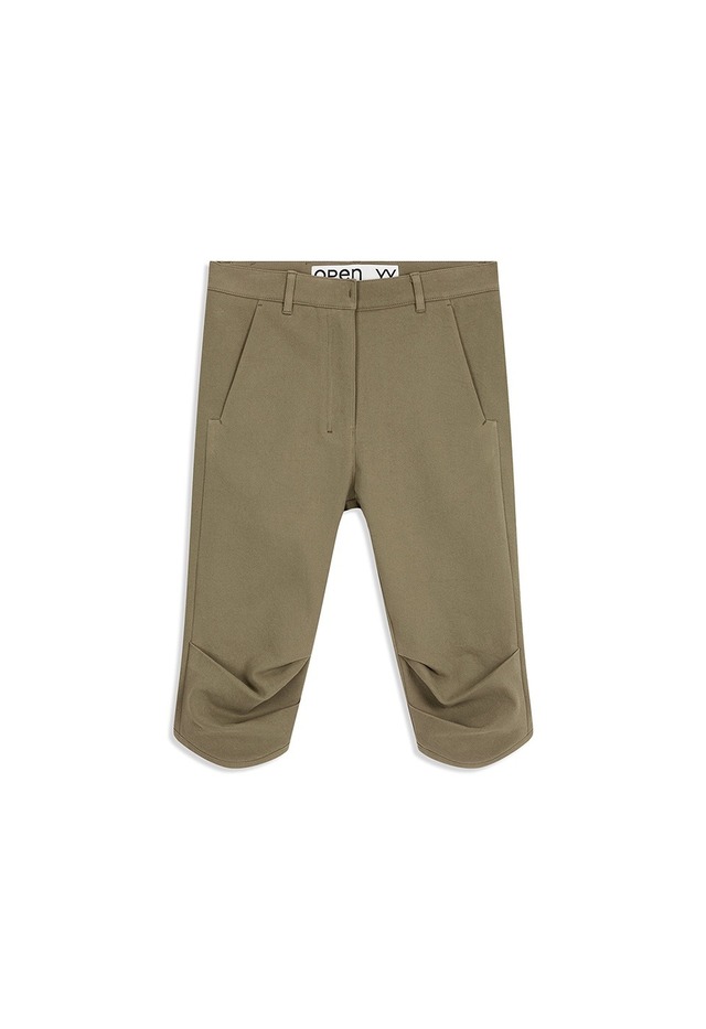 [OPEN YY] ROUND CUT CAPRI SHORTS, KHAKI 正規品 韓国ブランド 韓国通販 韓国代行 韓国ファッション オープン ワイワイ 日本 店舗