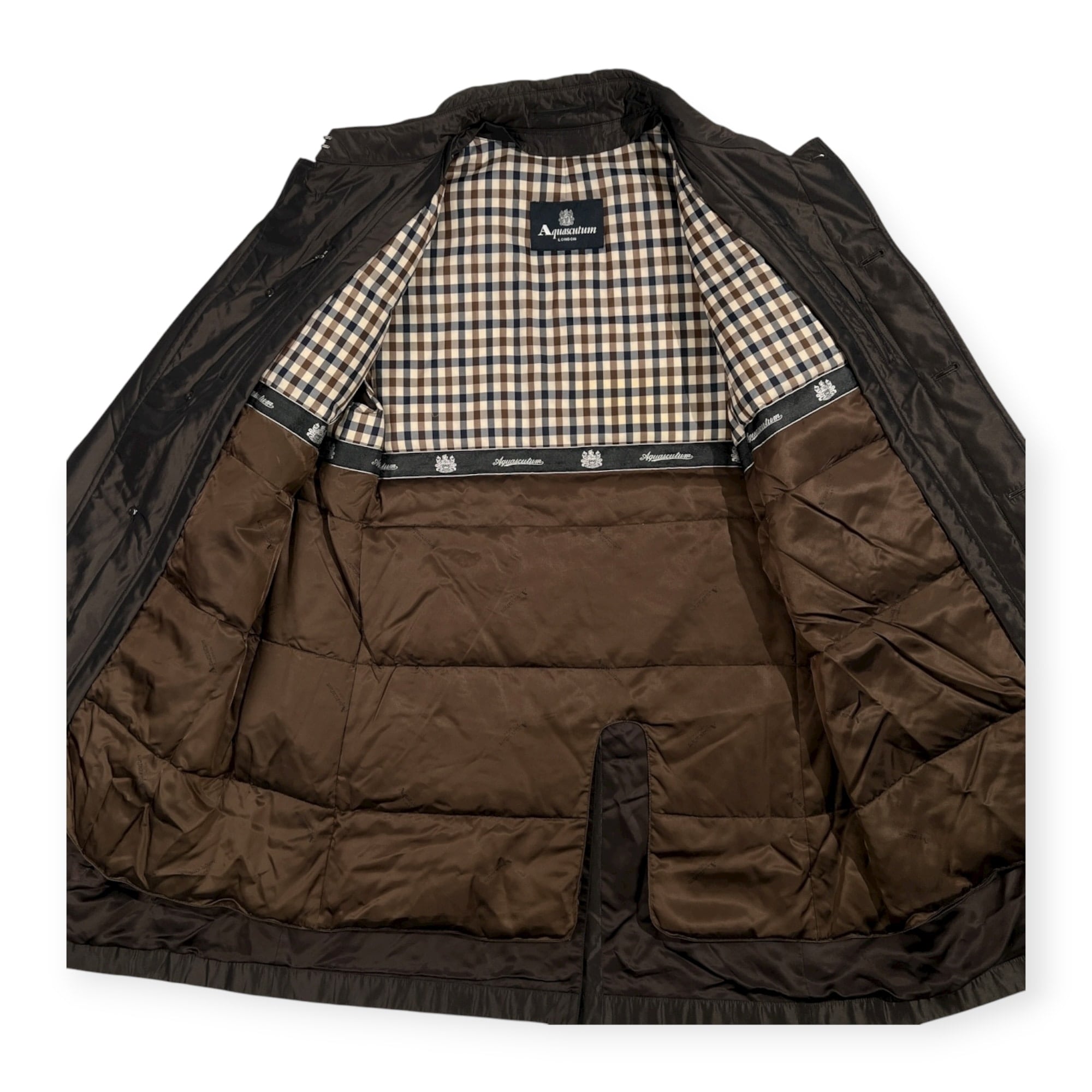 90s Aquascutum アクアスキュータム ダウンライナー付き シルク混