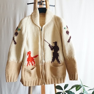 アメリカ ハンティング柄 カウチンニットジャケット 70's US [C2551]