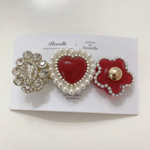 【Recolle × Jumelle】medium hair clip ＊ red