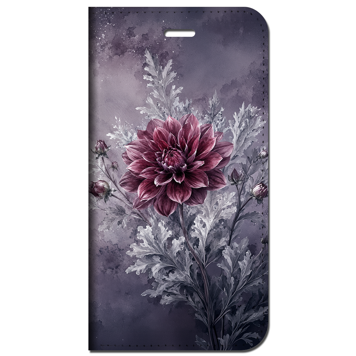 iPhone対応 スマホ 手帳型ケース 秋 ダリア 花柄 ボタニカル 水彩 ボルドー ワインレッド モーヴ モーヴグレー モード 大人 上品 花 大人可愛い スマホケース スタンド 【iPhone17 / iPhone16e / iPhone16 他 iPhone各機種対応】 |iafanu04