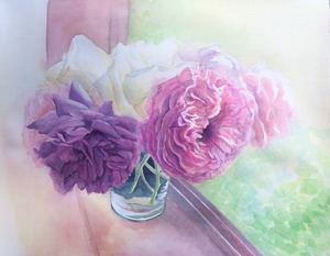 私の庭のバラ｜水彩画 F6