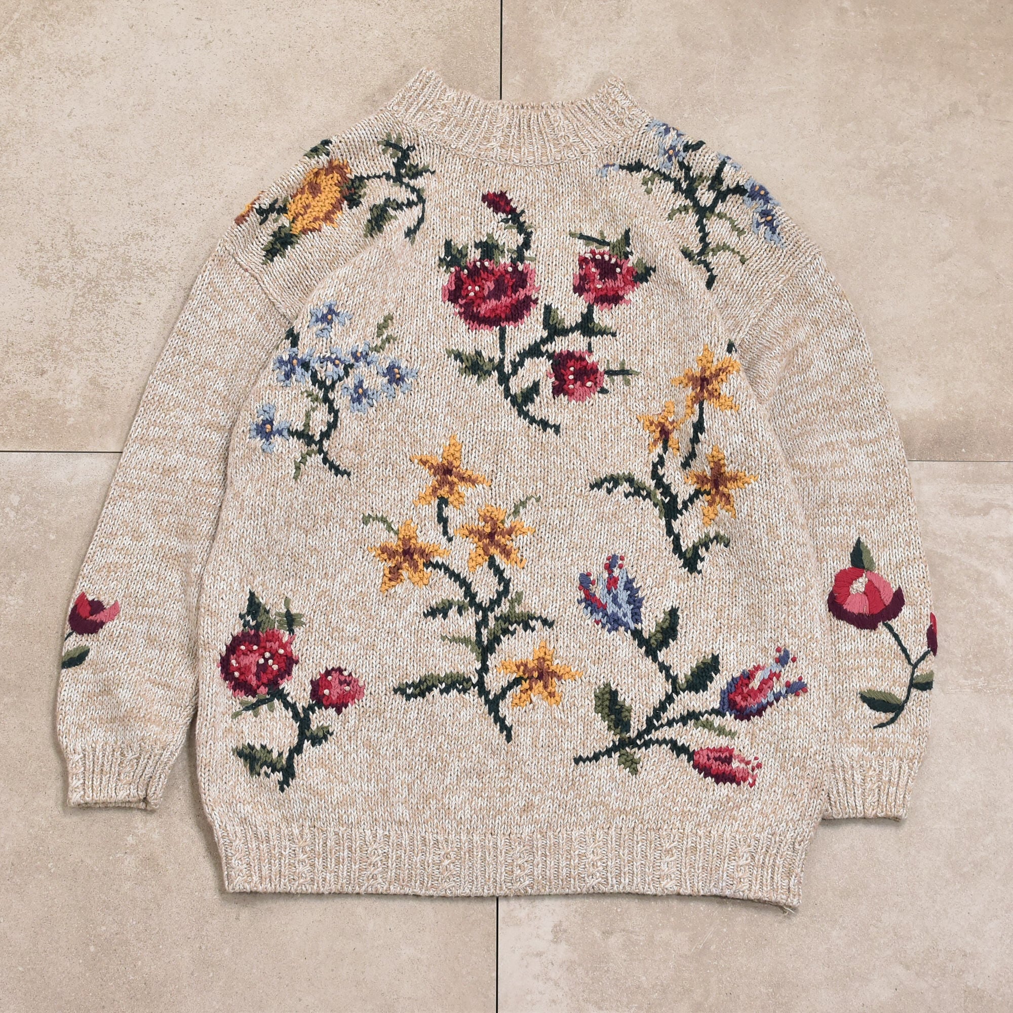 90s～ WHITE STAG flower design sweater | 古着屋 grin days memory